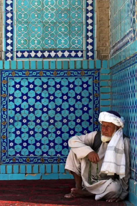 Framed Print : Pilgrim at the Shrine of Hazrat Ali, who was assassinated in 661, Mazar-I-Sharif Framed Print : Pilgrim at the Shrine of Hazrat Ali, who was assassinated in 661, Mazar-I-Sharif