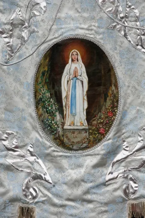 Framed Print : Pilgrimage banner, Lourdes, Hautes Pyrenees, France, Europe Framed Print : Pilgrimage banner, Lourdes, Hautes Pyrenees, France, Europe