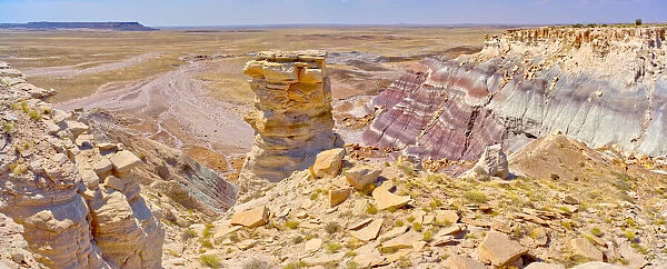 A pillar of sandstone on the west side of Agate Plateau in Petrified Forest National Park