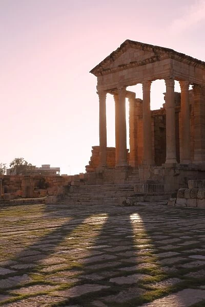 Pillars of the Church of St. Servus in the Roman ruins of Sbeitla, Tunisia
