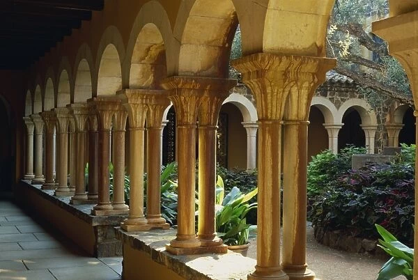 Pillars lining castle courtyard