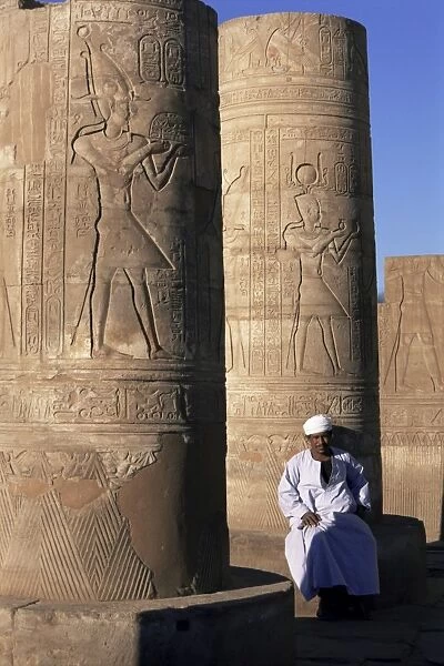Pillars in the temple of Sobek and Horus, Kom Ombo, Egypt, North Africa, Africa