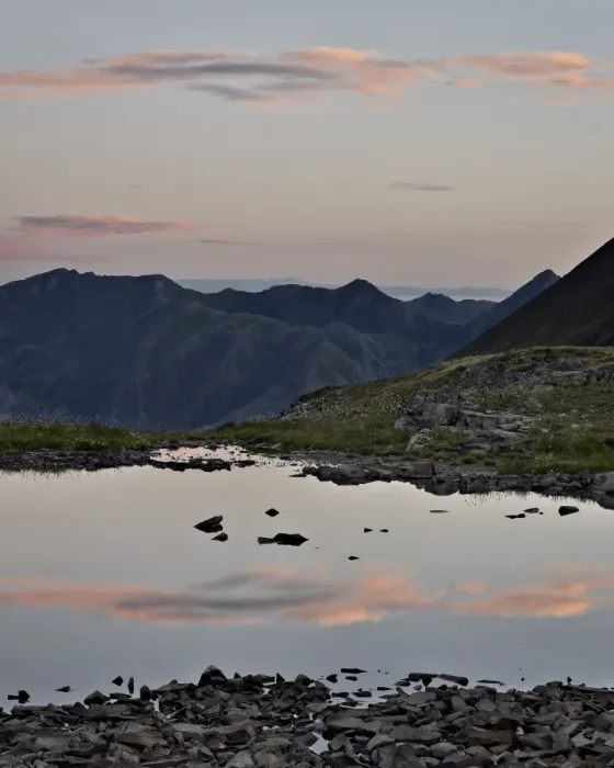 Framed Print : Pink clouds at dawn reflected in a tarn near Stony Pass, San Juan National Forest, Colorado, United States of America, North America Framed Print : Pink clouds at dawn reflected in a tarn near Stony Pass, San Juan National Forest, Colorado, United States of America, North America