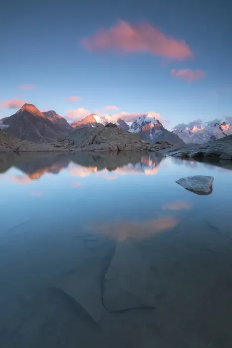 Framed Print : Pink clouds at sunset on Piz Bernina, Fuorcla Surlej, Corvatsch, Engadine, Canton of Graubunden Framed Print : Pink clouds at sunset on Piz Bernina, Fuorcla Surlej, Corvatsch, Engadine, Canton of Graubunden