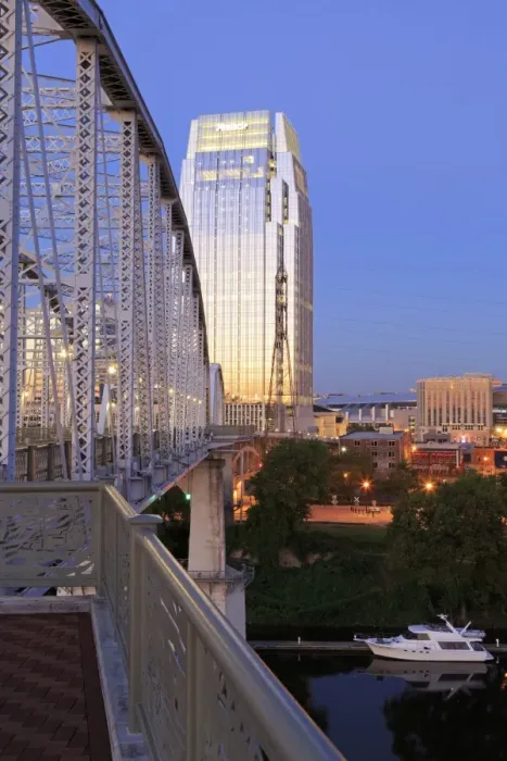 Framed Print : Pinnacle Tower and Shelby Pedestrian Bridge, Nashville, Tennessee, United States of America, North America Framed Print : Pinnacle Tower and Shelby Pedestrian Bridge, Nashville, Tennessee, United States of America, North America