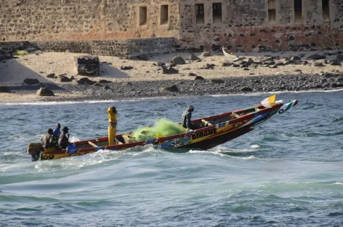 Framed Print : Pirogue or fishing boat, Goree Island, near Dakar, Senegal, West Africa, Africa Framed Print : Pirogue or fishing boat, Goree Island, near Dakar, Senegal, West Africa, Africa