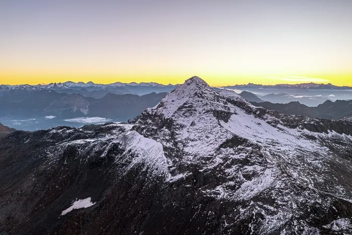 Framed Print : Pizzo Scalino peak covered with snow at dawn in autumn, aerial view, Valmalenco, Sondrio province, Valtellina, Lombardy, Italy Framed Print : Pizzo Scalino peak covered with snow at dawn in autumn, aerial view, Valmalenco, Sondrio province, Valtellina, Lombardy, Italy