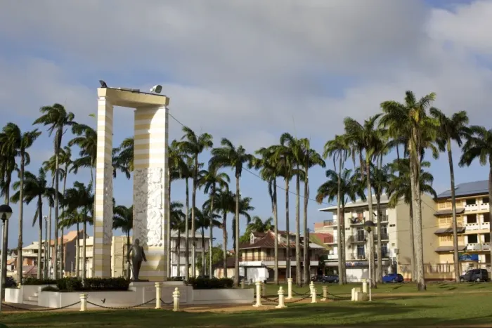 Framed Print : The Place des Palmistes and the statue of Felix Eboue, Cayenne, French Guiana Framed Print : The Place des Palmistes and the statue of Felix Eboue, Cayenne, French Guiana