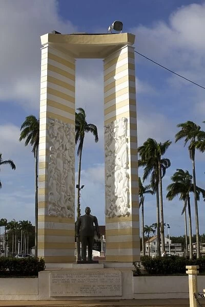 The Place des Palmistes and the statue of Felix Eboue, Cayenne, French Guiana