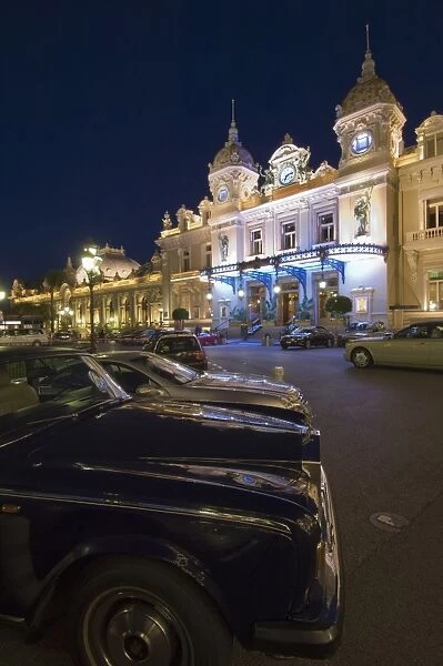 Place du Casino at dusk, Monte Carlo, Monaco, Europe