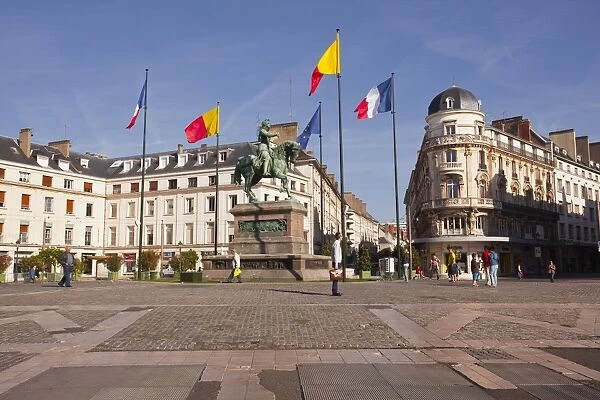 Place du Martroi with the statue of Joan of Arc in Orleans, Loiret, France, Europe