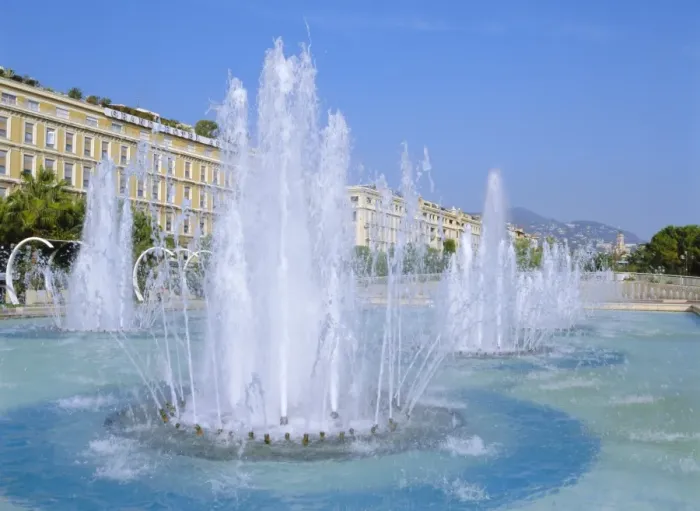 Framed Print : Place and Espace Massena Fountains, Nice, Cote d Azur, French Riviera Framed Print : Place and Espace Massena Fountains, Nice, Cote d Azur, French Riviera