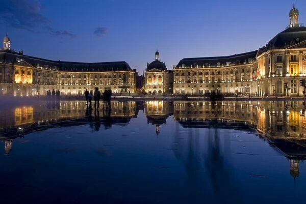 Place de la Bourse at night, Bordeaux, Aquitaine, France, Europe