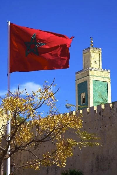 Place Lalla Aouda and the Minaret of the Lalla Aouda Mosque, Meknes, Morocco, North Africa, Africa