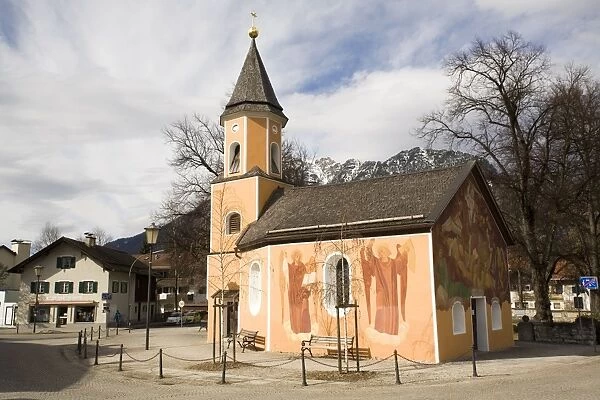 The former Plague Chapel (Pestkapelle), now a war memorial, in the Partenkirchen side of Garmisch-Partenkirchen, Bavaria
