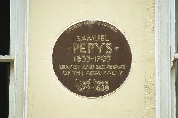 Plaque commemorating Samuel Pepys, London, England, United Kingdom, Europe