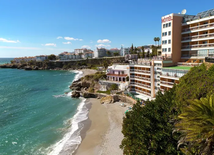 Framed Print : Playa Caletilla sandy beach at popular holiday resort town of Nerja, Malaga province, Andalusia, Spain, Europe Framed Print : Playa Caletilla sandy beach at popular holiday resort town of Nerja, Malaga province, Andalusia, Spain, Europe