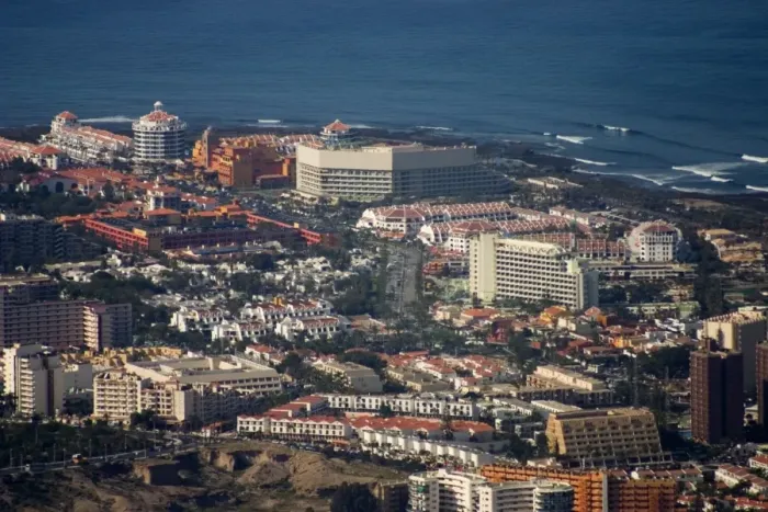 Framed Print : Playa de las Americas resort, looking south west from El Roque, Arona, south west Tenerife Framed Print : Playa de las Americas resort, looking south west from El Roque, Arona, south west Tenerife