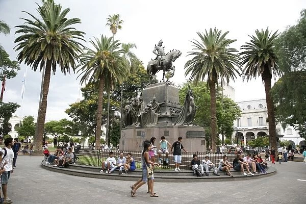 Plaza 9 Julio, the main square in Salta city, Argentina, South America