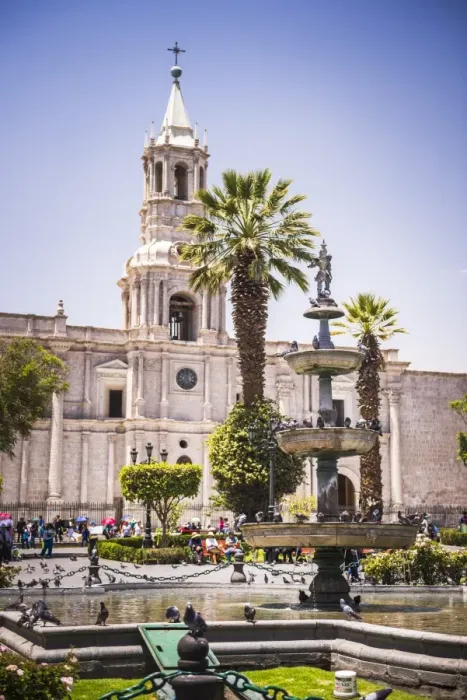 Framed Print : Plaza de Armas fountain and Basilica Cathedral of Arequipa, UNESCO World Heritage Site Framed Print : Plaza de Armas fountain and Basilica Cathedral of Arequipa, UNESCO World Heritage Site