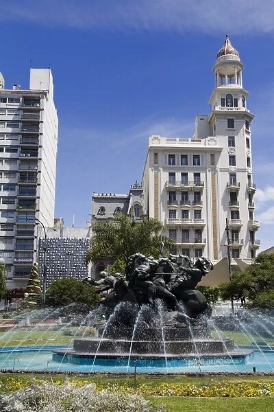 Plaza Fabini fountain, Montevideo Center, Uruguay, South America