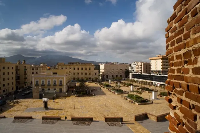 Framed Print : Plaza de las Culturas (Cultures Square), seen from El Primer Recinto (the first fortification) Framed Print : Plaza de las Culturas (Cultures Square), seen from El Primer Recinto (the first fortification)