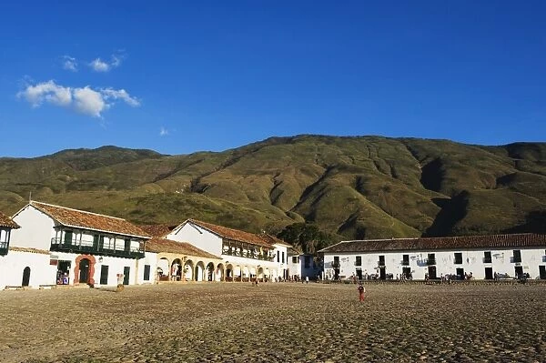 Plaza Mayor, largest public square in Colombia, colonial town of Villa de Leyva