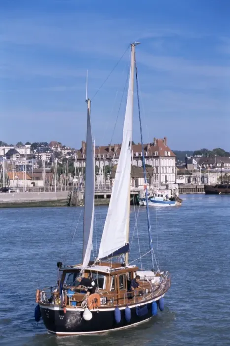 Framed Print : Pleasure boat, Trouville, Basse Normandie (Normandy), France, Europe Framed Print : Pleasure boat, Trouville, Basse Normandie (Normandy), France, Europe