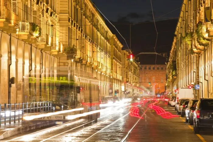 Framed Print : Via Po avenue lit up at night by passing traffic, Turin, Piedmont, Italy, Europe Framed Print : Via Po avenue lit up at night by passing traffic, Turin, Piedmont, Italy, Europe