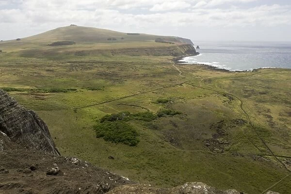 Poike Peninsula from Ranu Raraku Volcano, Easter Island (Rapa Nui), Chile, South America