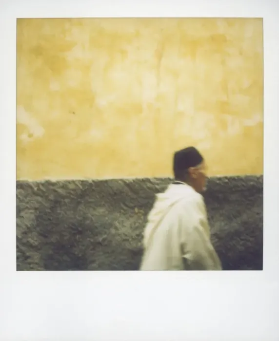 Framed Print : Polaroid image of man walking along street in the Medina Framed Print : Polaroid image of man walking along street in the Medina