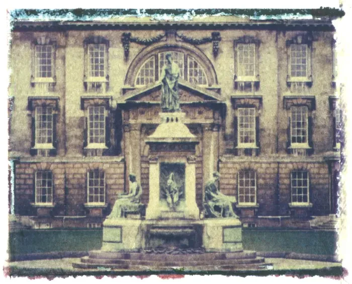 Framed Print : Polaroid Image Transfer of Founders Statue, Kings College, Cambridge Framed Print : Polaroid Image Transfer of Founders Statue, Kings College, Cambridge