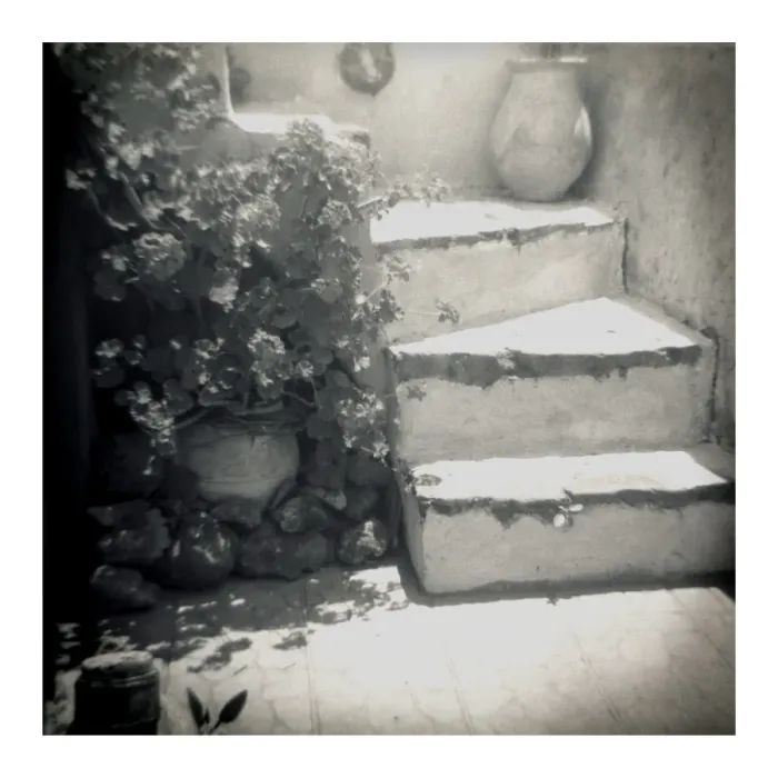 Framed Print : Polaroid of whitewashed stone steps Framed Print : Polaroid of whitewashed stone steps