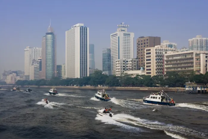 Framed Print : Police boat display, Guangzhou (Canton), Guangdong, China, Asia Framed Print : Police boat display, Guangzhou (Canton), Guangdong, China, Asia