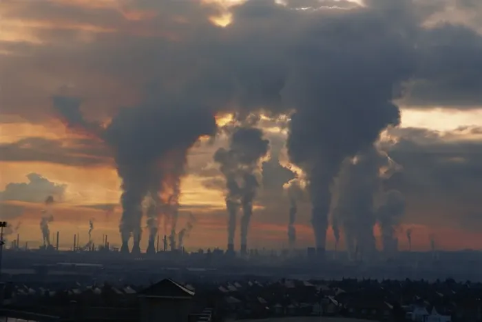 Framed Print : Pollution from the power stations and oil refineries Framed Print : Pollution from the power stations and oil refineries
