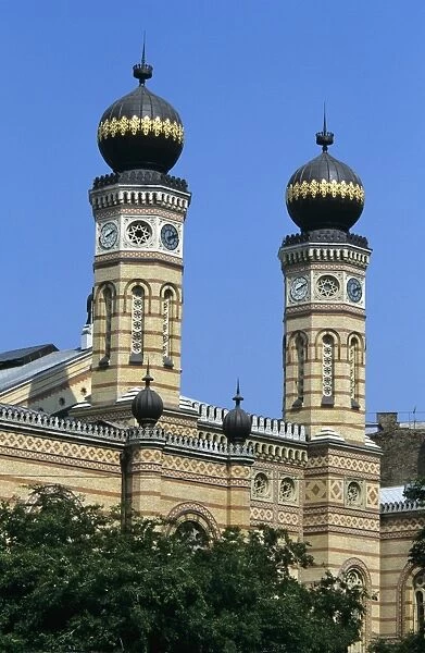 Polygonal towers of the Grand Synagogue, Budapest, Hungary, Europe