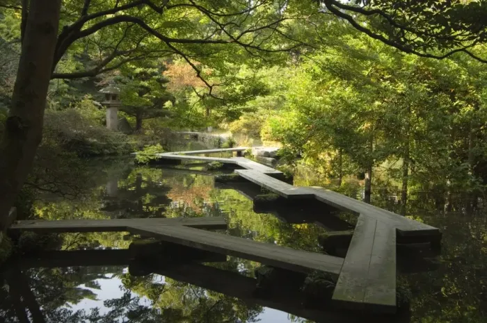 Framed Print : Pond and walkway in Oyama jinja shrine Framed Print : Pond and walkway in Oyama jinja shrine