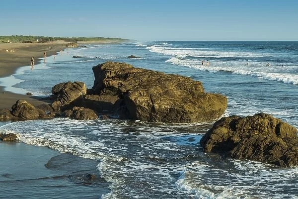 Poneloya Beach, a popular little Pacific Coast surf resort, west of the northern city of Leon, Leon, Nicaragua, Central America