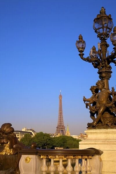 Pont Alexandre III, with Eiffel Tower, Paris, France, Europe