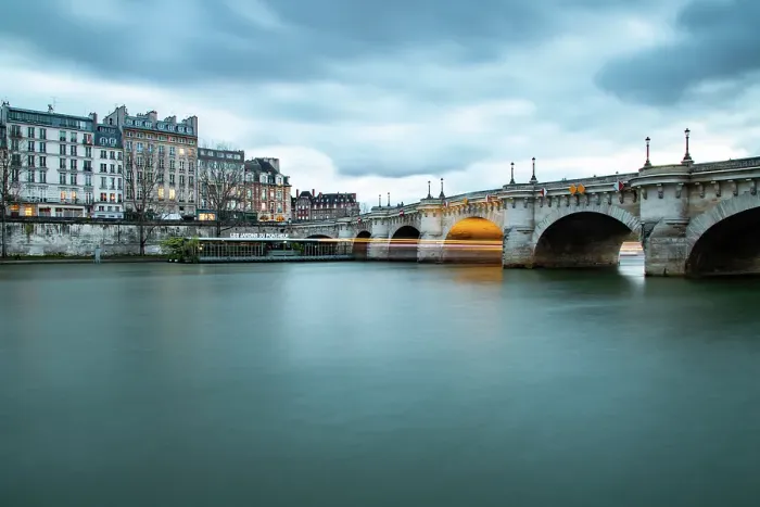 Framed Print : Pont Neuf bridge and River Seine, with old houses, Paris, France Framed Print : Pont Neuf bridge and River Seine, with old houses, Paris, France