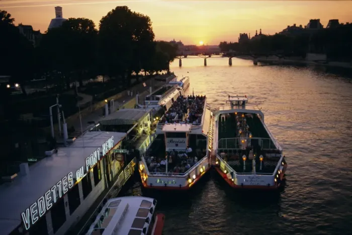 Framed Print : Pont Neuf and tour boats on the River Seine at sunset, Paris, France, Europe Framed Print : Pont Neuf and tour boats on the River Seine at sunset, Paris, France, Europe