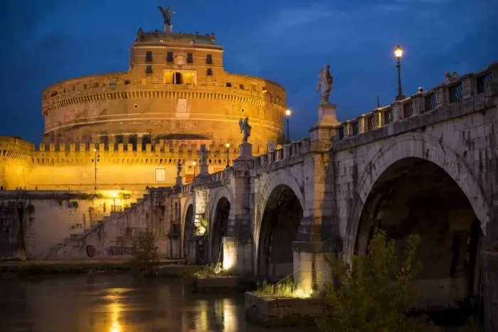 Framed Print : Pont Sant Angelo and Castel Sant Angelo at dusk, Rome, Lazio, Italy, Europe Framed Print : Pont Sant Angelo and Castel Sant Angelo at dusk, Rome, Lazio, Italy, Europe