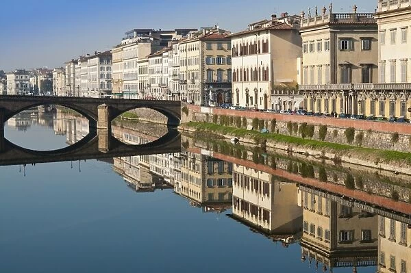 Ponte alla Carraia and Lungarno Corsini reflected in the River Arno, Florence
