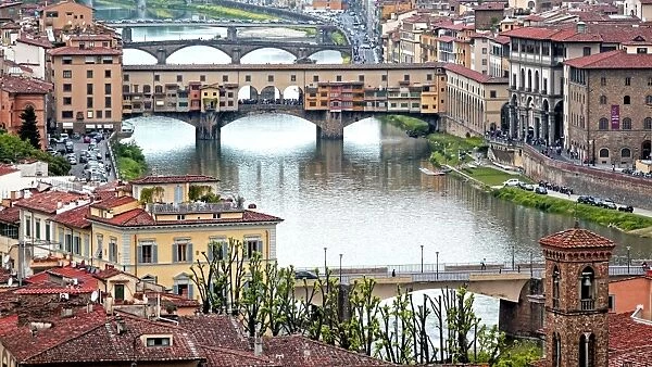 Ponte Vecchio Bridge across Arno River, Florence, UNESCO World Heritage Site, Tuscany