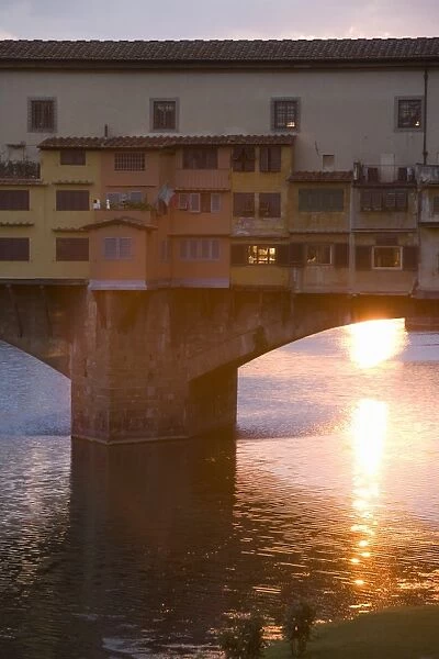 Detail of Ponte Vecchio Bridge in evening light
