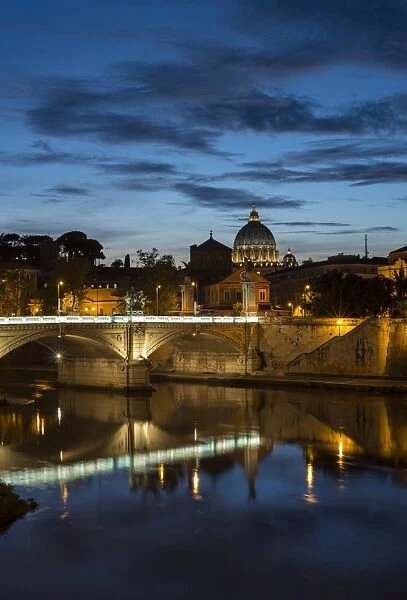 Ponte Vittorio Emanuelle II and the dome of St. Peters Basilica, Rome, Lazio, Italy, Europe