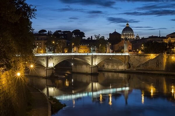 Ponte Vittorio Emanuelle II and the dome of St. Peters Basilica, Rome, Lazio, Italy, Europe
