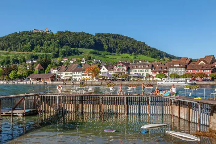 Framed Print : Pool and the River Rhine, with Burg Hohenklingen and Old Town, Stein am Rhein, Schaffhausen Canton, Switzerland, Europe Framed Print : Pool and the River Rhine, with Burg Hohenklingen and Old Town, Stein am Rhein, Schaffhausen Canton, Switzerland, Europe