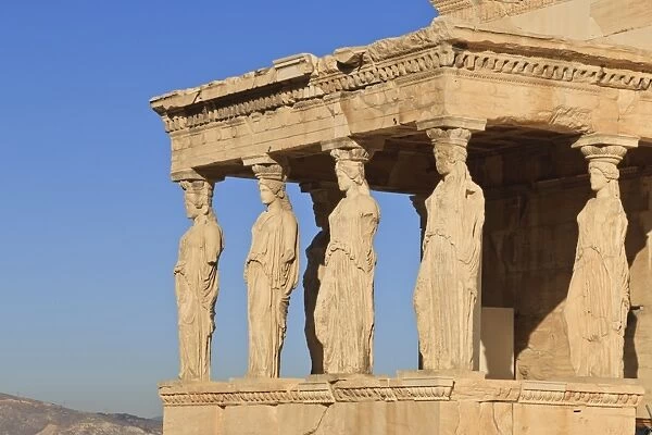 Porch of the Maidens (Caryatids), Erecthion, early morning, Acropolis, UNESCO World Heritage Site, Athens Greece, Europe