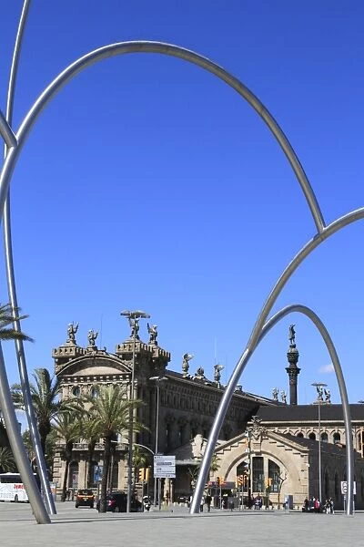 Port area, with Columbus column in distance, Barcelona, Catalunya, Spain, Europe